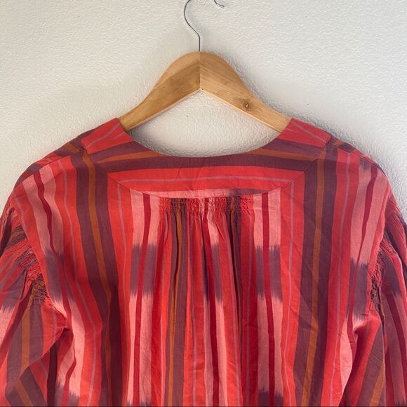 NEW Madewell | Ikat Peasant Tie-Sleeve Popover 100% Cotton Blouse, Size XXS - Picture 9 of 14